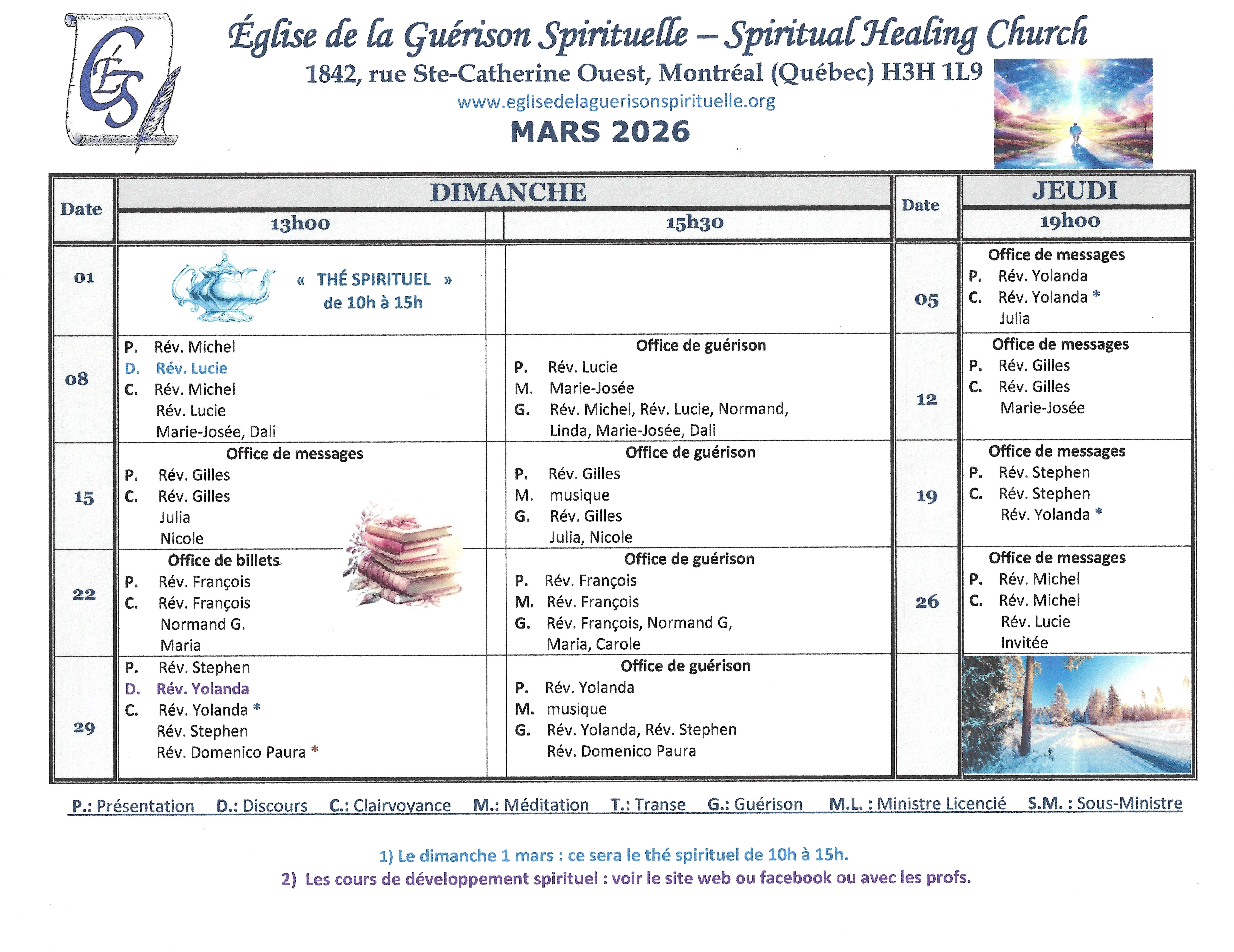 cédule mars 2026