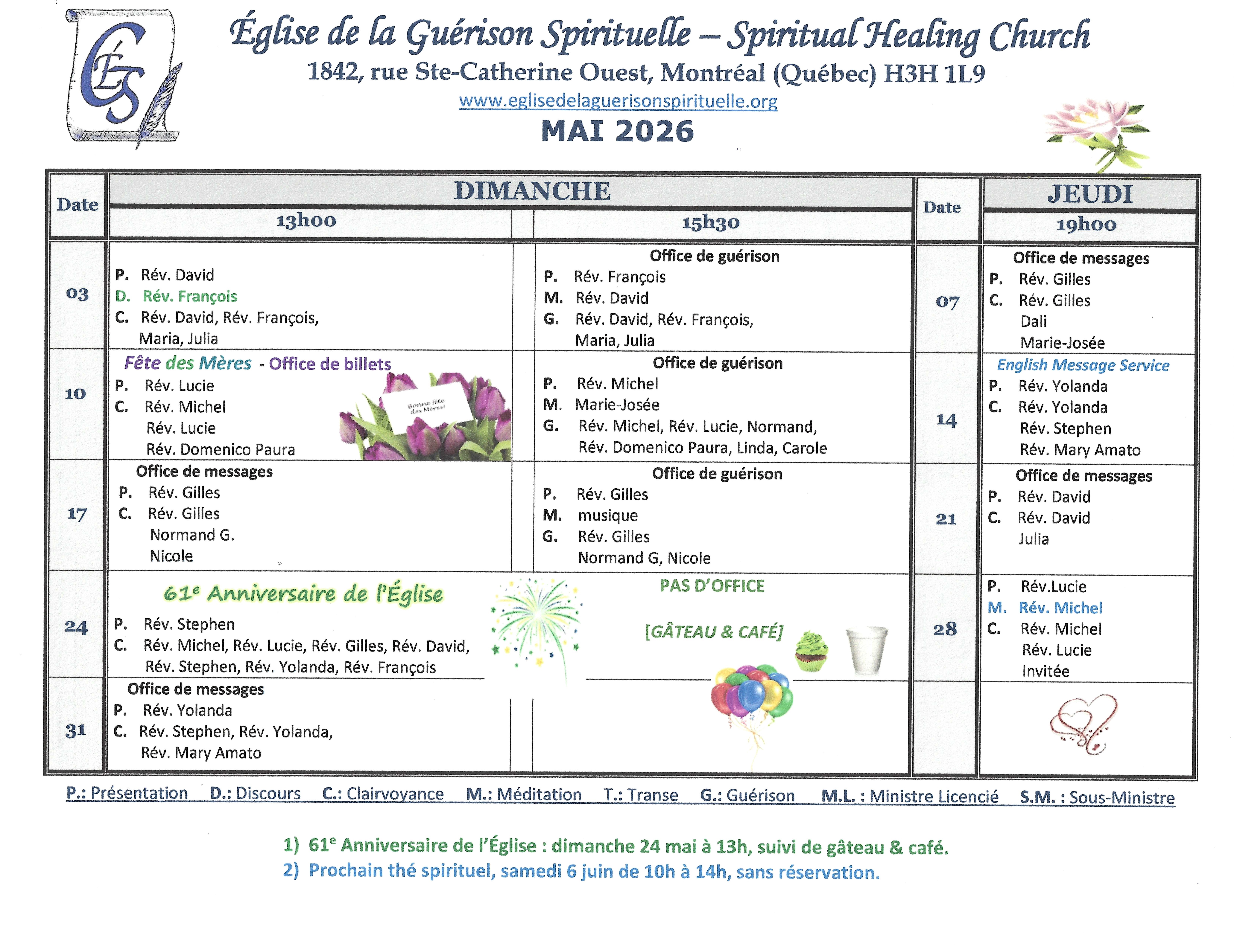 cédule mai 2026